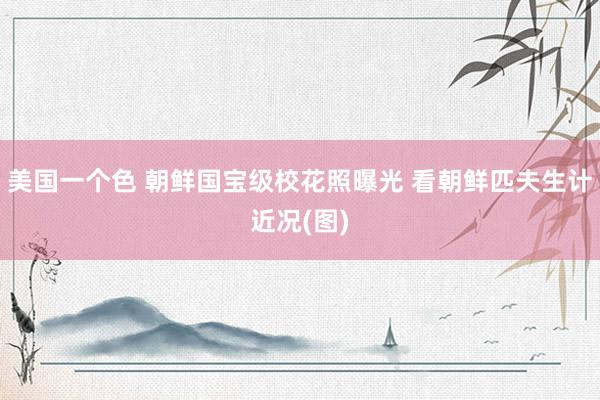 美国一个色 朝鲜国宝级校花照曝光 看朝鲜匹夫生计近况(图)