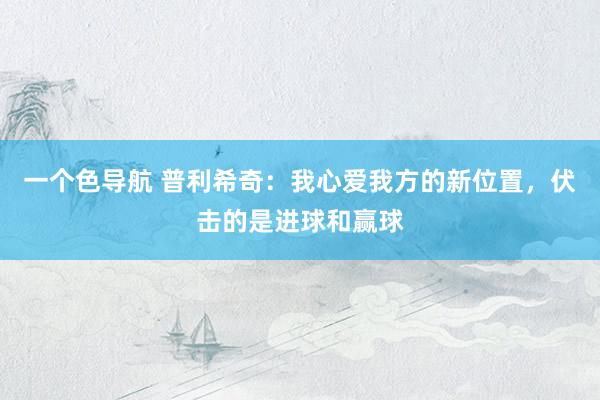一个色导航 普利希奇：我心爱我方的新位置，伏击的是进球和赢球