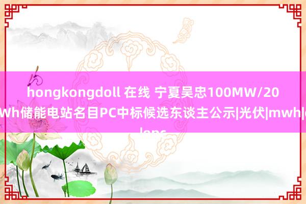 hongkongdoll 在线 宁夏吴忠100MW/200MWh储能电站名目PC中标候选东谈主公示|光伏|mwh|epc
