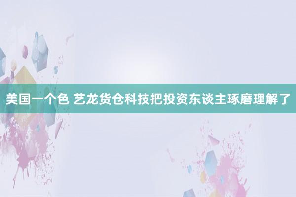 美国一个色 艺龙货仓科技把投资东谈主琢磨理解了