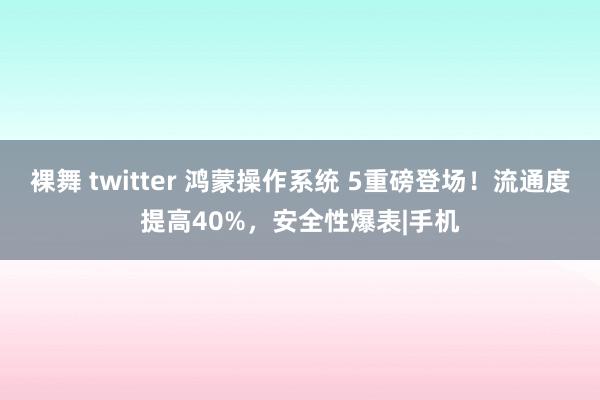 裸舞 twitter 鸿蒙操作系统 5重磅登场！流通度提高40%，安全性爆表|手机