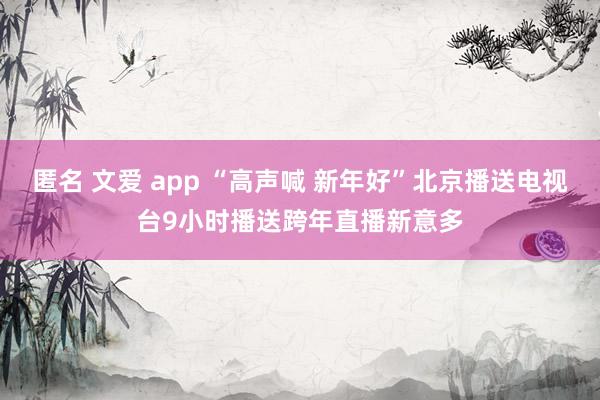 匿名 文爱 app “高声喊 新年好”北京播送电视台9小时播送跨年直播新意多