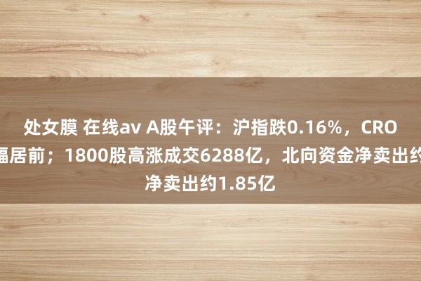处女膜 在线av A股午评：沪指跌0.16%，CRO板块跌幅居前；1800股高涨成交6288亿，北向资金净卖出约1.85亿