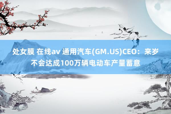 处女膜 在线av 通用汽车(GM.US)CEO：来岁不会达成100万辆电动车产量蓄意