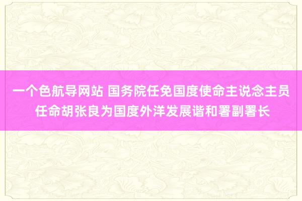 一个色航导网站 国务院任免国度使命主说念主员 任命胡张良为国度外洋发展谐和署副署长