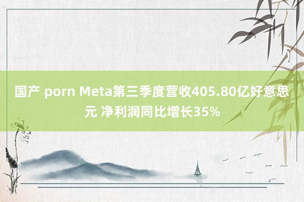 国产 porn Meta第三季度营收405.80亿好意思元 净利润同比增长35%